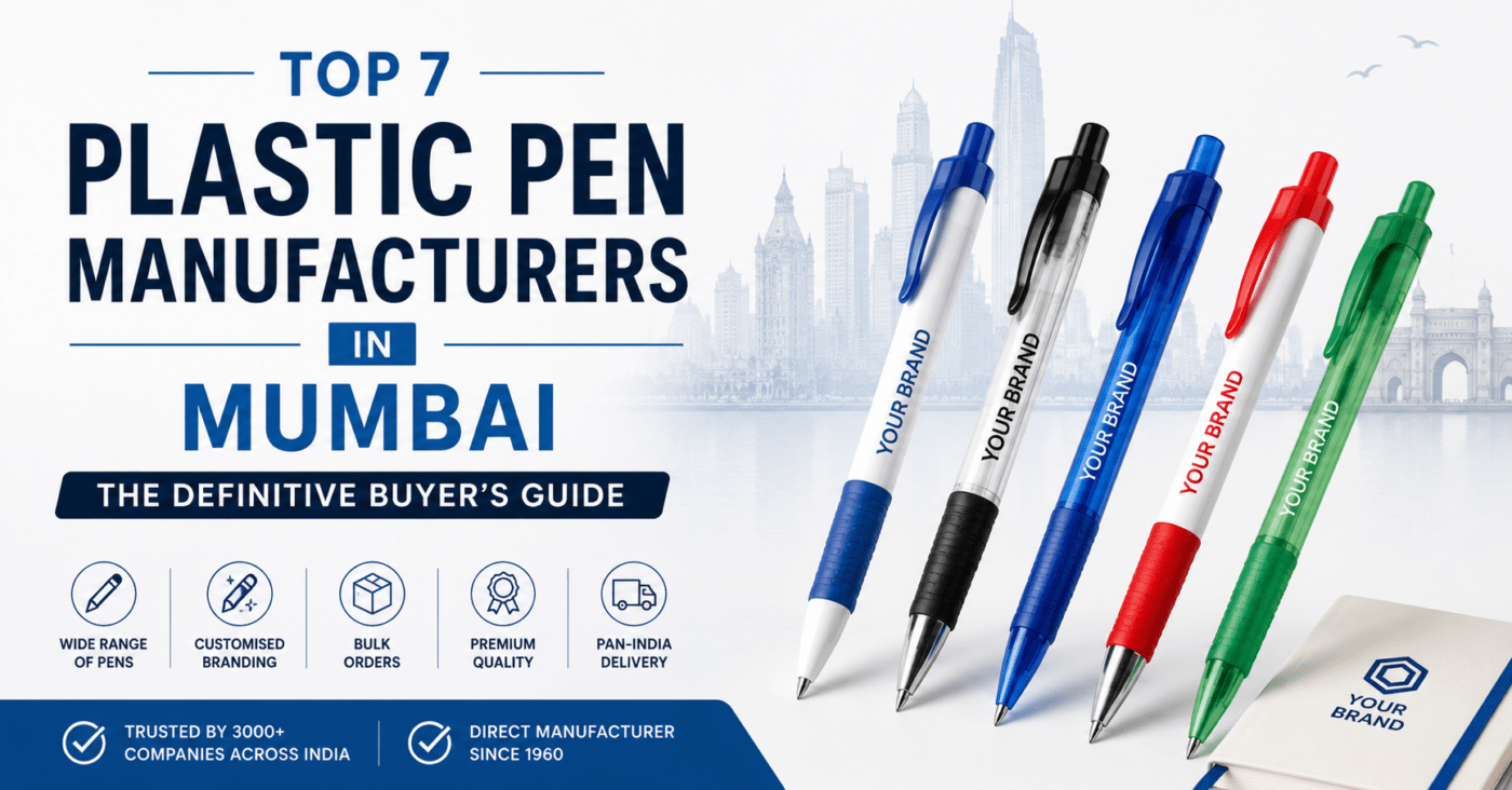 Top 7 Plastic Pen Manufacturers in Mumbai with customised plastic promotional pens and bulk branding solutions.