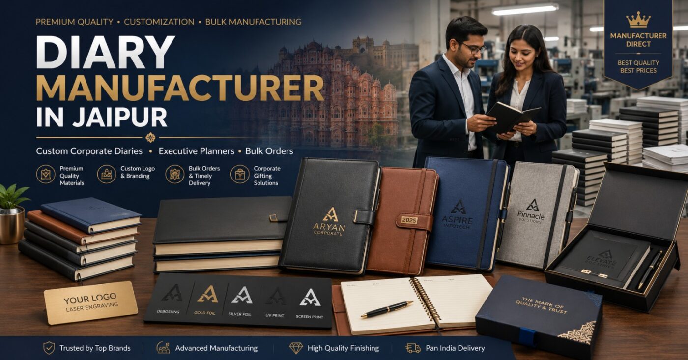 "Notebook manufacturer in Jaipur showcasing customised corporate notebooks, executive diaries, planners and bulk notebook production"
