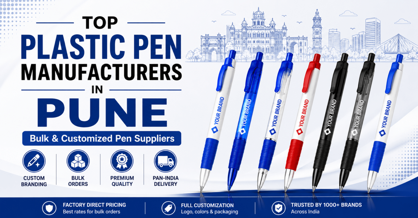 Top Plastic Pen Manufacturers in Pune – Customized promotional plastic pens for bulk corporate branding, employee gifting, and pan-India supply.