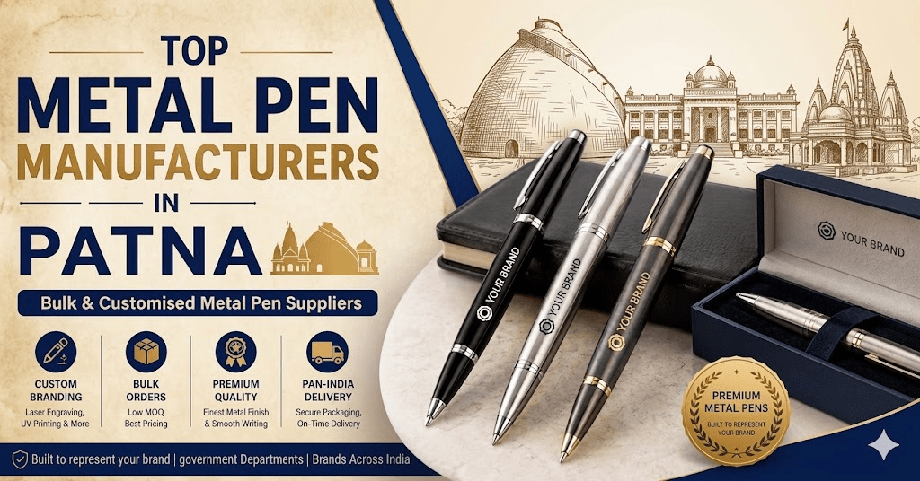 Premium engraved metal corporate pens and gift sets by Dyna Writing Instruments, the top direct manufacturer in Patna, suitable for bulk orders and customised corporate gifting
