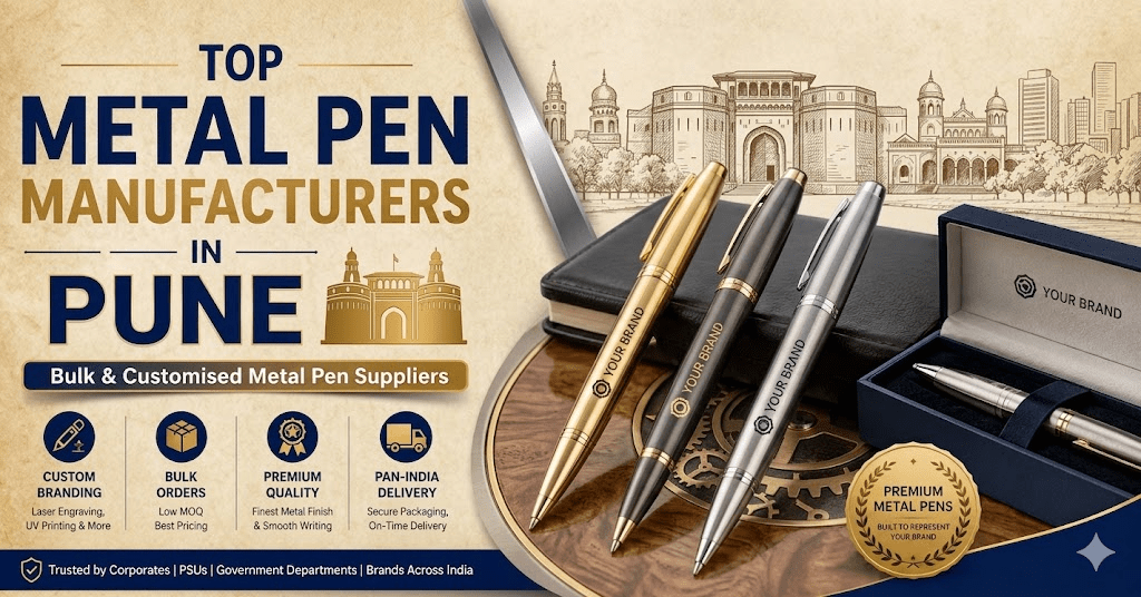 Premium engraved metal corporate pens and gift sets by Dyna Writing Instruments, the top direct manufacturer in Pune, suitable for bulk orders and customised corporate gifting